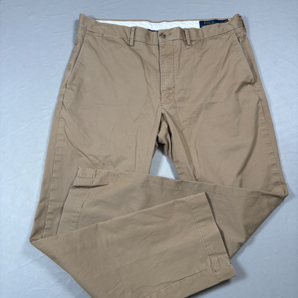 Polo Ralph Lauren Chino Pants Men 34x30 Tan Stretch Straight Fit Khakis - Picture 2 of 11